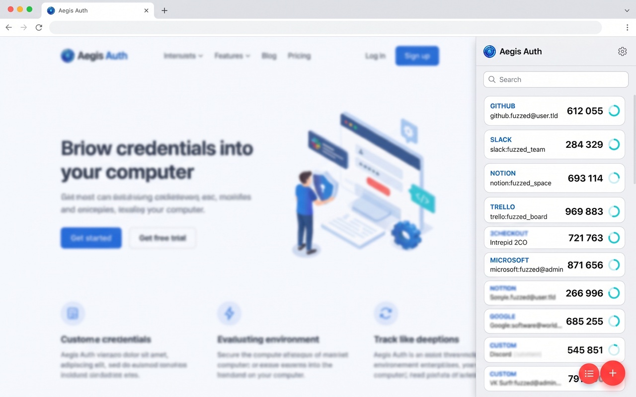 Aegis Auth Dashboard Interface Mockup